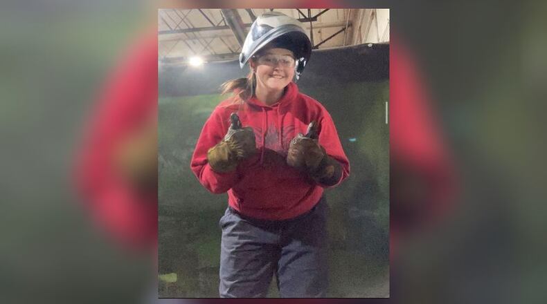 Recent Butler Tech graduate Morgan Robinson said her love was welding was ignited years ago when she visited the career school’s program as a junior high student. Now Robinson’s passion has sparked her pursuit of professional training that has seen her earn thousands of dollars in scholarship funds for advanced welding and certification in one of the nation’s fastest growing employment fields. CONTRIBUTED