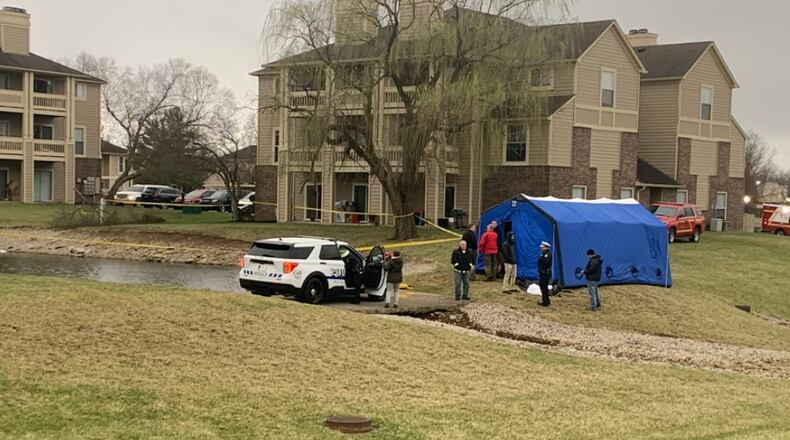 West Chester Twp. emergency responders were called to a pond near Fountains Boulevard on March 19, 2022 on reports of a body discovered by a person walking a dog. KENDRIA LAFLEUR/WCPO