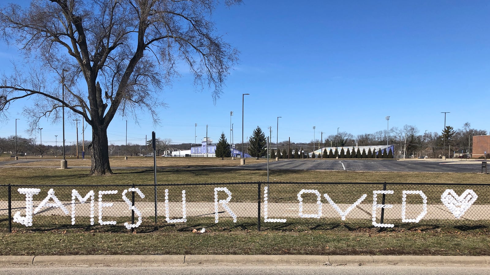This March 7, 2021 photo shows tributes to James Hutchinson, 6, in Middletown, Ohio. Police reported Hutchinson was fatally injured after being dragged "for a distance at a high rate of speed." His mother, Brittany Gosney, is being held on $2 million bond on 16 charges, including murder. Her boyfriend, James Hamilton, is under $750,000 bond on 15 charges. (AP Photo/Dan Sewell March 7. 2021)