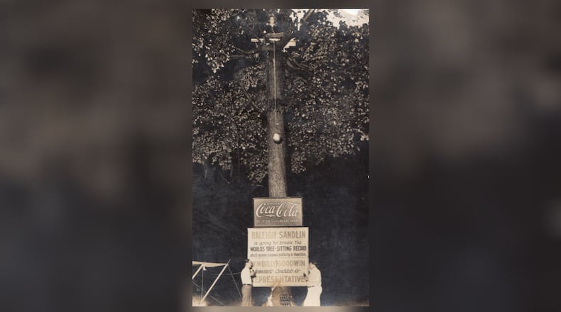 Raleigh Sandlin, 15, of Hamilton, is photographed during his tree sitting attempt in July of 1930. BUTLER CO. HISTORICAL SOCIETY/CONTRIBUTED