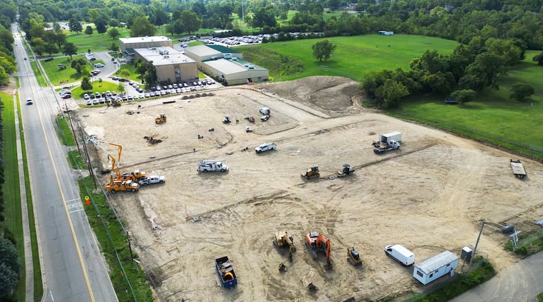 Construction continues on the parking lot at Badin High School on Wednesday, Aug. 30, 2023, in Hamilton. NICK GRAHAM/STAFF