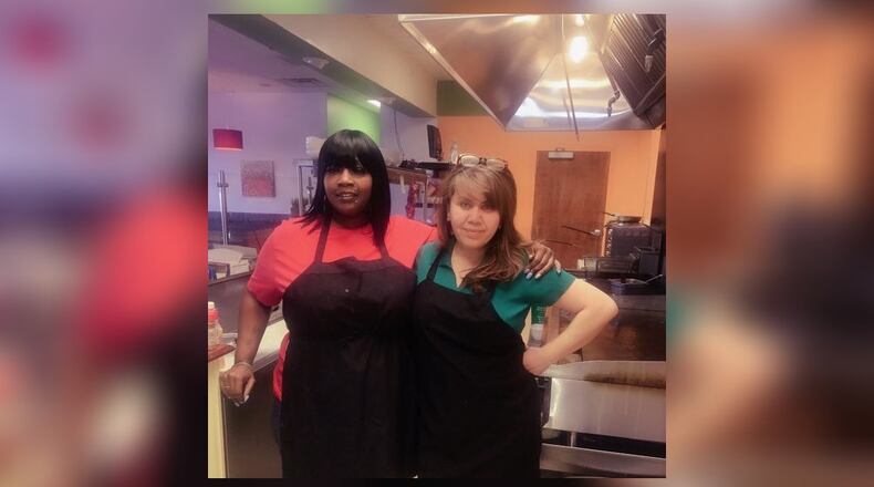 From left to right: Naiyozcsia “Mz Jade” Thomason, owner of Mz Jade’s Soul Food, and Ozoda “Ozzie” Ellis, owner of Fresh Café, in Monroe. CONTRIBUTED