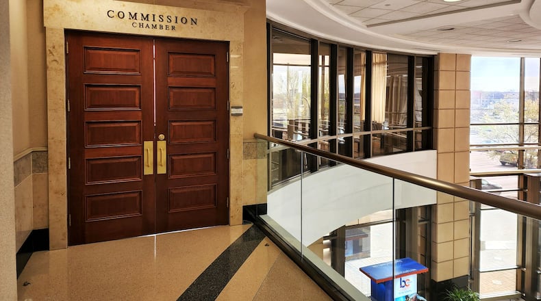 Butler County Commission Chambers inside Government Services Center on High Street in Hamilton. NICK GRAHAM/STAFF