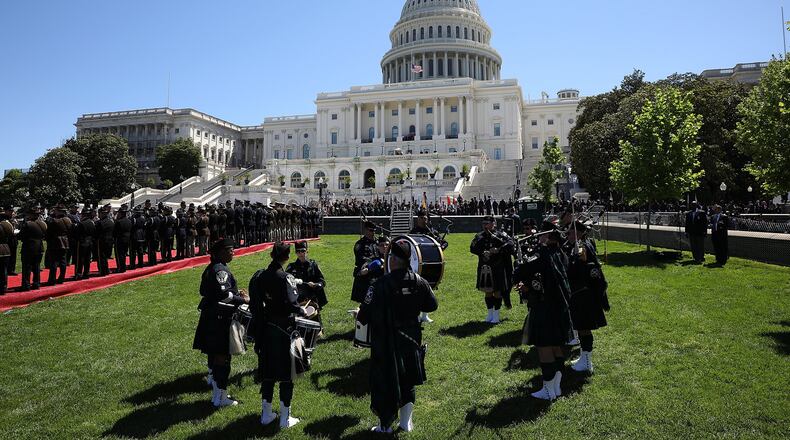WASHINGTON, DC - MAY 15: Law enforcement officers attend the 36th annual National Peace Officers’ Memorial Service at the U.S. Capitol on May 15, 2017 in Washington, DC. The service is part of National Police Week and honors police officers across the country, and the families of those who died in the line of duty. (Photo by Win McNamee/Getty Images)