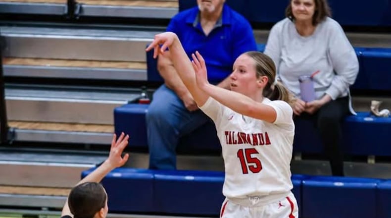 Talawanda’s Grace Richardson puts up a shot against Ross during a recent game earlier this season. NOAH PITZER / CONTRIBUTED