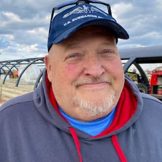 Former USS Cincinnati nuclear submarine veteran Scott Lucas recently got to “come aboard” again at the construction site of the attack sub’s coming $9.5 million Cold War memorial in Butler County. The local U.S. Navy veteran said it was emotional and special to see up close the reassembling of the submarine he spent years on traveling beneath the world’s oceans as a radio crew member on the sub’s main command deck. (Photo By Michael D. Clark/Journal-News)