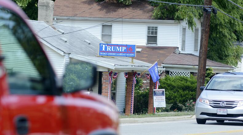 The Butler County for Trump office opened Aug. 4, 2016, on Cincinnati-Dayton Road. Trump supporters can make donations for Trump merchandise, find yard signs and other campaign materials or sign up to volunteer. The office is sponsored by the Butler County Republican Party. MICHAEL D. PITMAN/STAFF