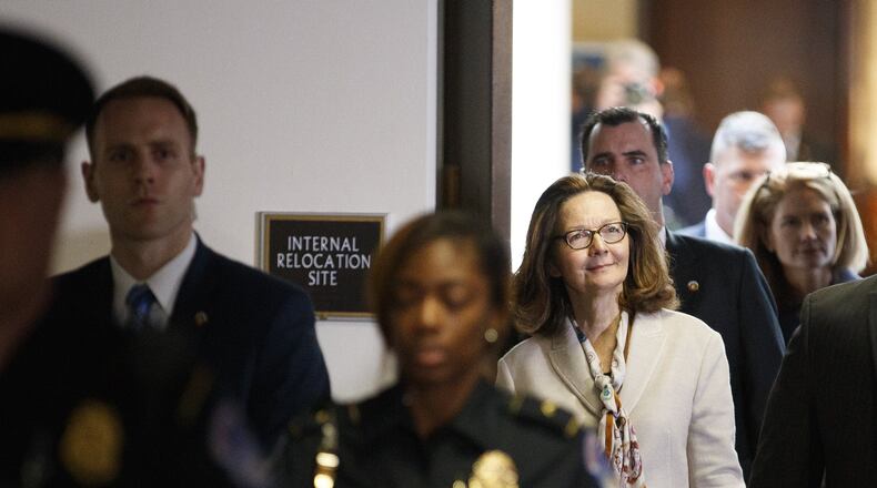 Gina Haspel, the Trump administration’s nominee for CIA director, departs the hearing room after the public part of her confirmation hearing before the Senate Intelligence Committee on Capitol Hill, in Washington, May 9, 2018. (Tom Brenner/The New York Times)