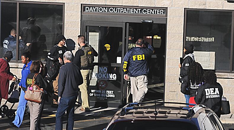 Multiple law enforcement agencies investigated at the Dayton Outpatient Center in Riverside Thursday morning, Oct. 18, 2018. MARSHALL GORBY / STAFF Multiple law enforcement agencies investigated at the Dayton Outpatient Center in Riverside Thursday morning, Oct. 18, 2018. MARSHALL GORBY / STAFF