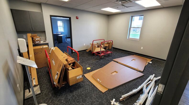 Construction continues on the Fairfield Township Police station addition and renovation. The size will be nearly doubled when work is complete. NICK GRAHAM / STAFF