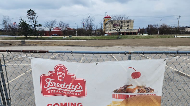 A ground breaking ceremony was held Monday, March 13, 2023 for the new Freddy’s Frozen Custard & Steakburgers that will be built at 601 Meijer Drive in Fairfield. NICK GRAHAM/STAFF