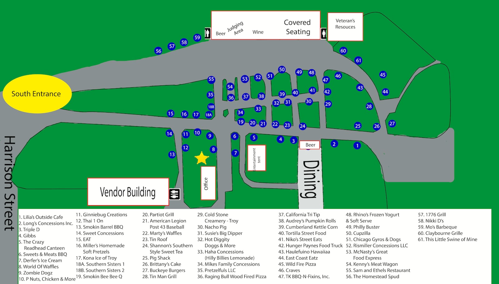 Map of the grounds of the Miami County Food Truck Rally for 2019. CONTRIBUTED