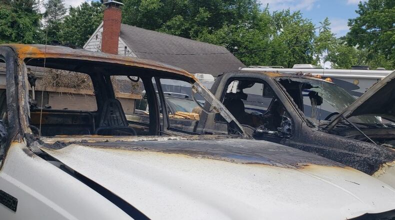 A neighbor has created a GoFundMe page for her neighbor, Charles Crawford, Jr., whose work truck was set on fire. The fire spread to a second vehicle he owned. PROVIDED