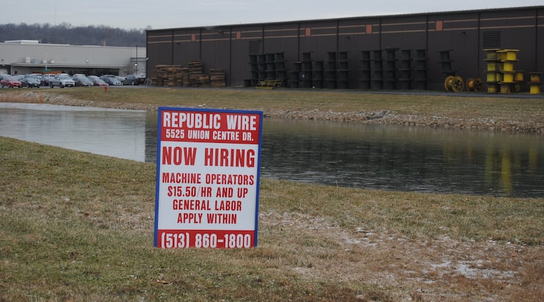 Republic Wire is ramping up hiring efforts ahead of the completion of its fourth expansion in 23 years in West Chester Twp. ERIC SCHWARTZBERG/STAFF