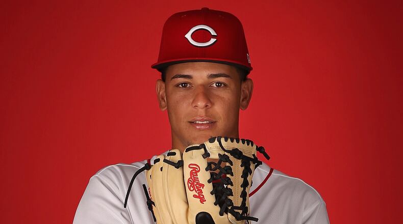 Pitcher Luis Castillo #58 of the Cincinnati Reds poses for a portait during a MLB photo day at Goodyear Ballpark on February 18, 2017 in Goodyear, Arizona.  (Photo by Christian Petersen/Getty Images)