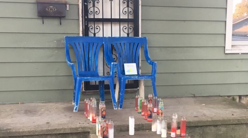 A memorial at the Ninth Avenue residence of Michael Stewart II who was shot and killed Oct. 12. LAUREN PACK/STAFF
