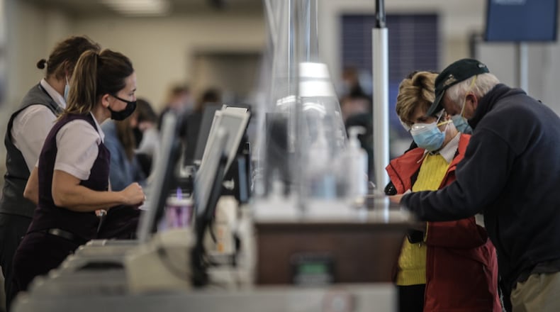 Enplanements, a measure of the number of passengers boarding a plane, plummeted at Dayton International Airport from 892,414 enplanements in 2019 to 337,517 passenger enplanements in 2020, a 62.2 percent drop, according to statistics released by the airport late last month.
