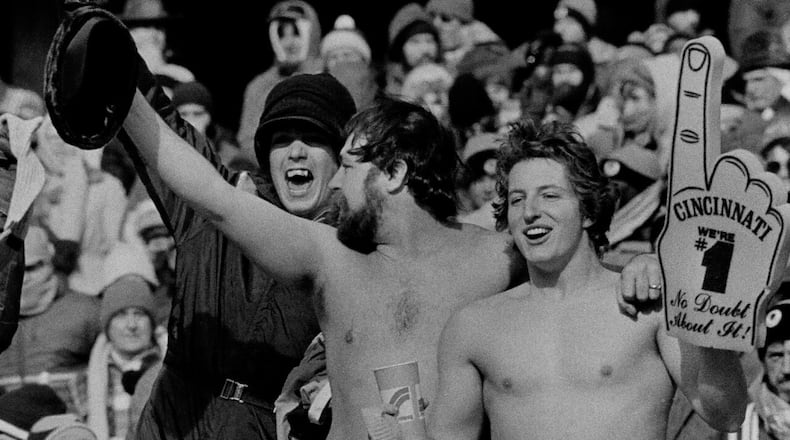 Ken Carroll, right, pictured during one of the coldest games in NFL history. AP