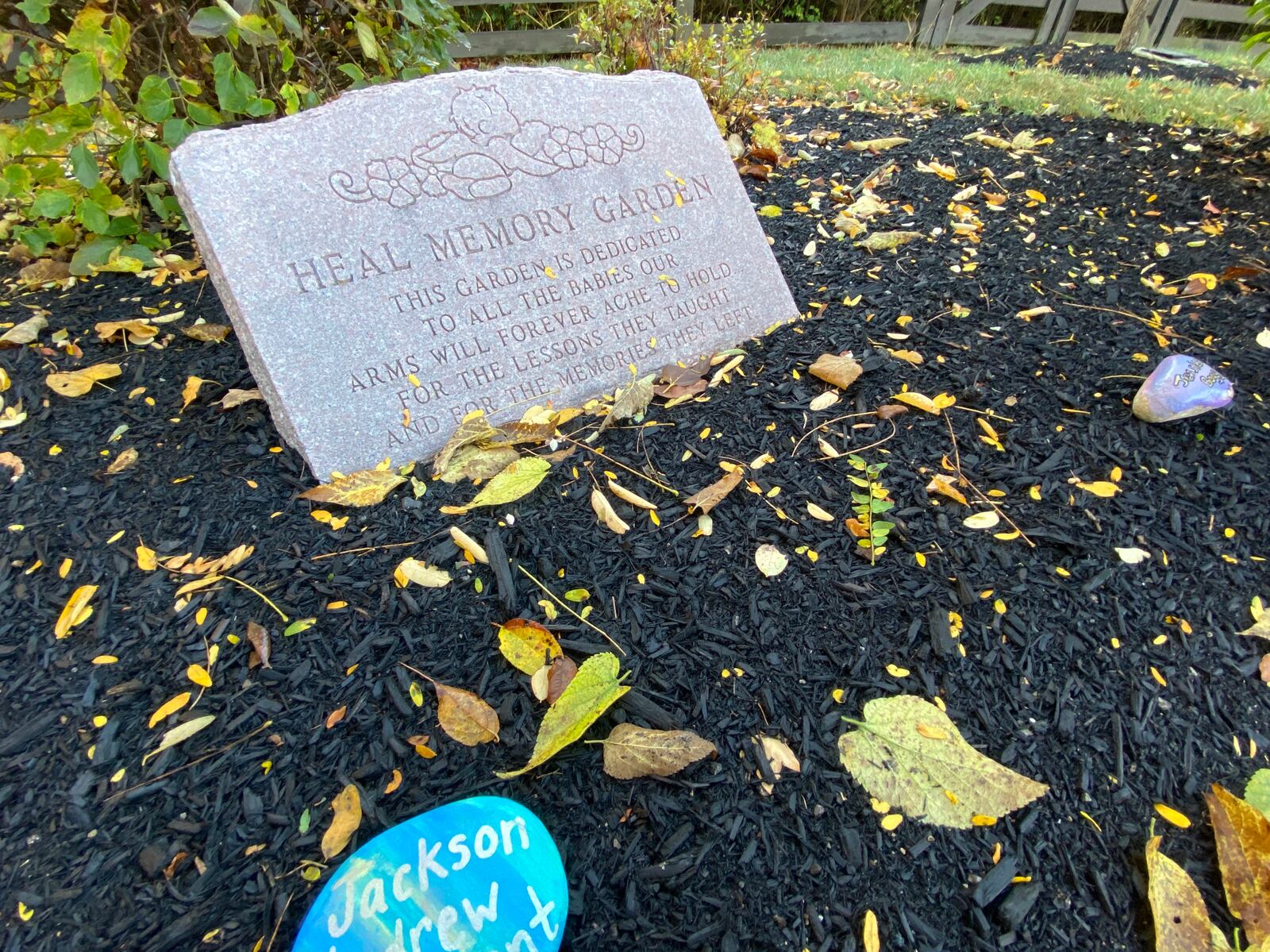 The Help Endure A Loss (HEAL) Memory Garden is located at Atrium Medical Center and serves as a place for parents to visit and reflect on their loss. RICK McCRABB/STAFF