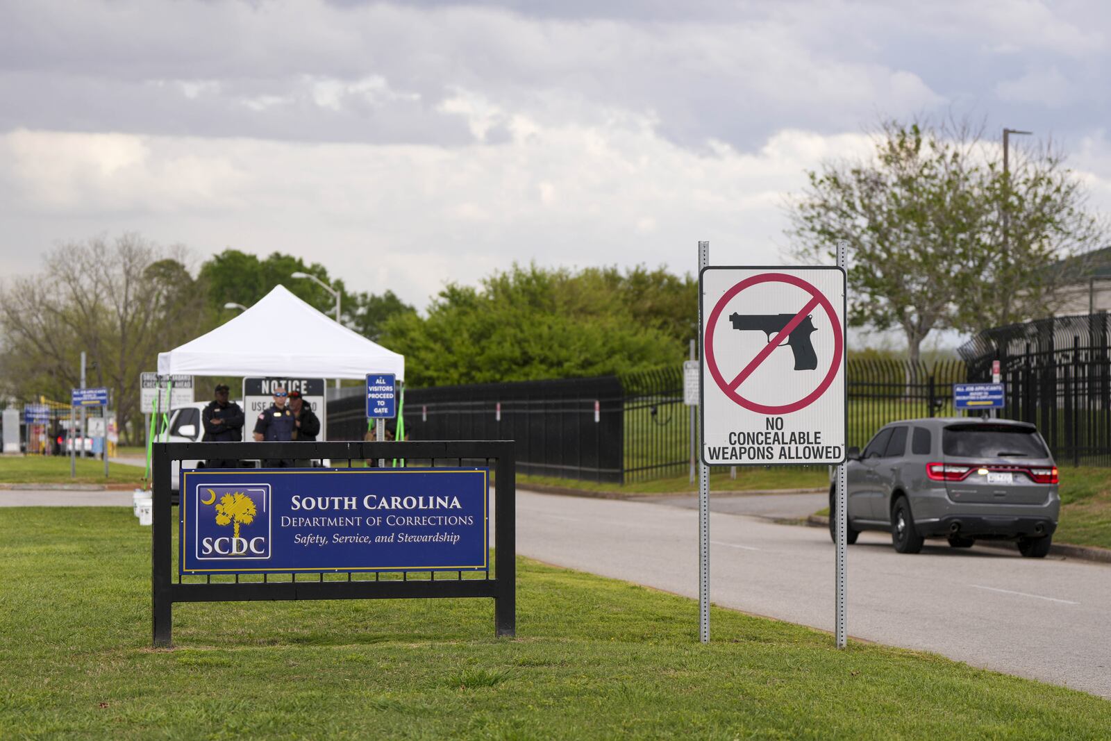 The South Carolina Department of Corrections is seen prior the scheduled execution of South Carolina inmate Mikal Mahdi in Columbia, S.C., Friday, April 11, 2025. (AP Photo/David Yeazell)