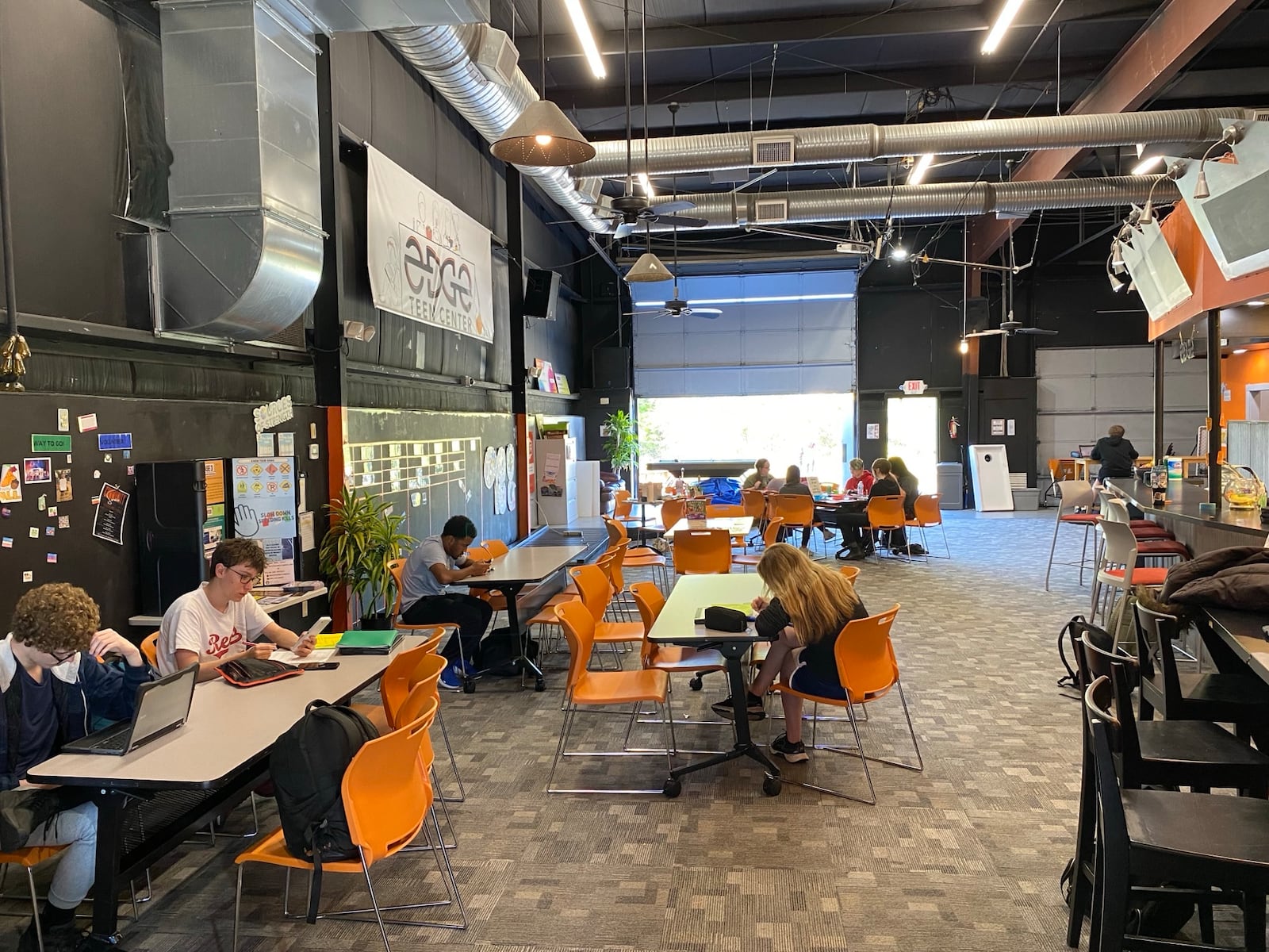 The recent opening of the Liberty Collective across the street from Lakota East High School is a positive addition, not an encroachment, said leaders of a long-time teen center also bordering the school grounds. Shown is some of the interior spaces of the Edge @ East Teen Center next to Lakota East High School's campus. (Photo By Michael D. Clark/Journal-News)