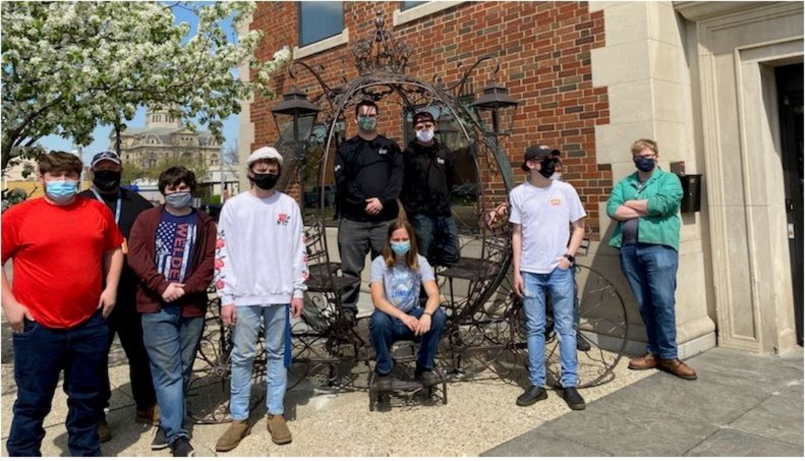 Butler Tech students specializing in  metalworking recently delivered a large carriage sculpture to The Benison event center and co-working space. PROVIDED