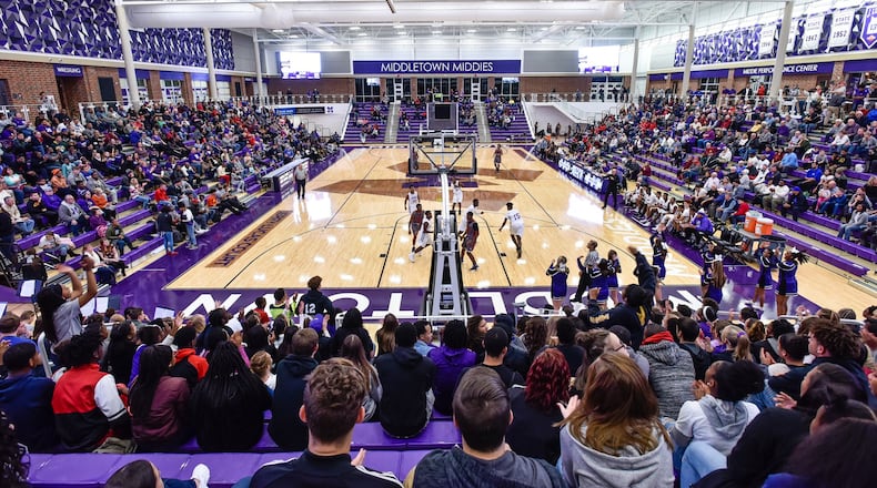 The Middletown Middies boys basketball team held their first game in the new Wade E. Miller Arena at Middletown High School Saturday, Dec. 9 in Middletown. Lima Senior won 75-32. NICK GRAHAM/STAFF