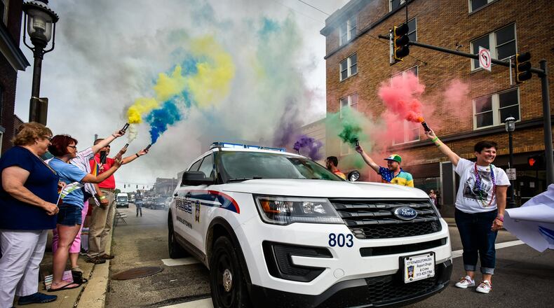 Hundreds gathered in downtown Middletown for the second annual Pride event in 2019. After last year's event was cancelled due to the coronavirus pandemic, the third Pride event will be held Friday in downtown Middletown. NICK GRAHAM/STAFF