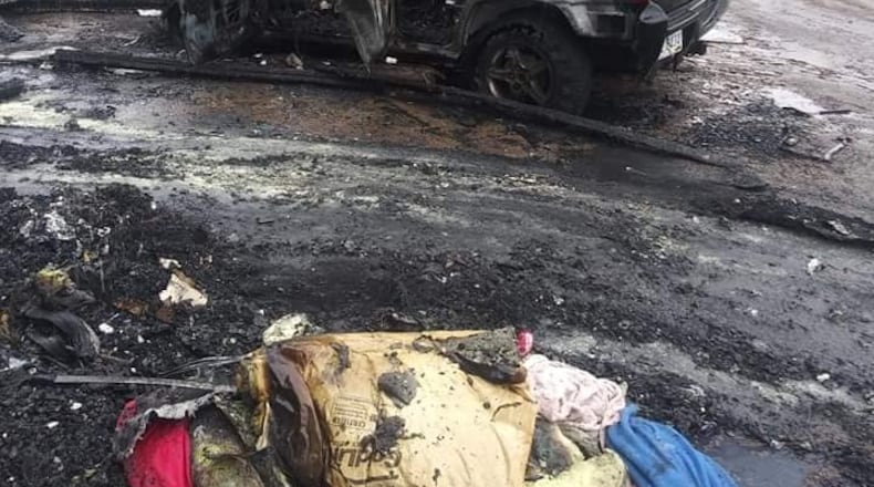 Two Jeeps were destroyed Friday morning when a Middletown man allegedly started a house fire on Baltimore Street with his wife and her two children inside. SUBMITTED PHOTO