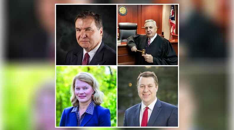 There are four Republican candidates for the 12th District Court of Appeals, including two from Butler County. Pictured (clockwise from top left) are Sen. Bill Coley, Butler County Common Pleas Court Judge Noah Powers II, attorney Mary Lynne Birck and attorney Matthew Byrne.