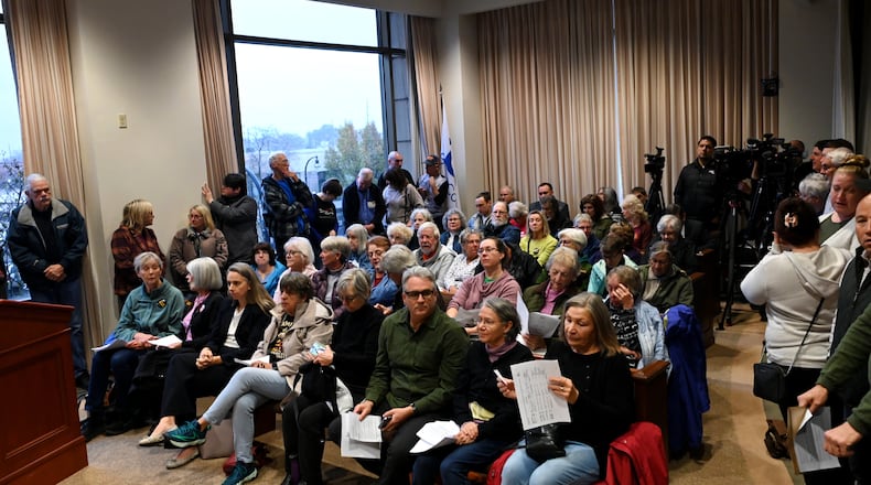 Dozens of Butler County residents were at the Tuesday, Nov. 18, 2025, Butler County Commission meeting to voice their continued displeasure with the county sheriff's contract with the U.S. Department of Immigration and Customs Enforcement. MICHAEL D. PITMAN/STAFF