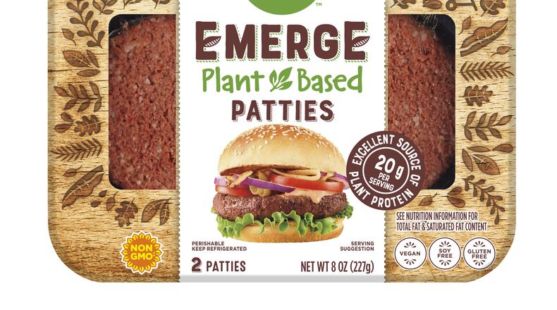 Kroger’s Simple Truth brand launches Emerge, a line of plant-based meats, including burger patties and grinds.
