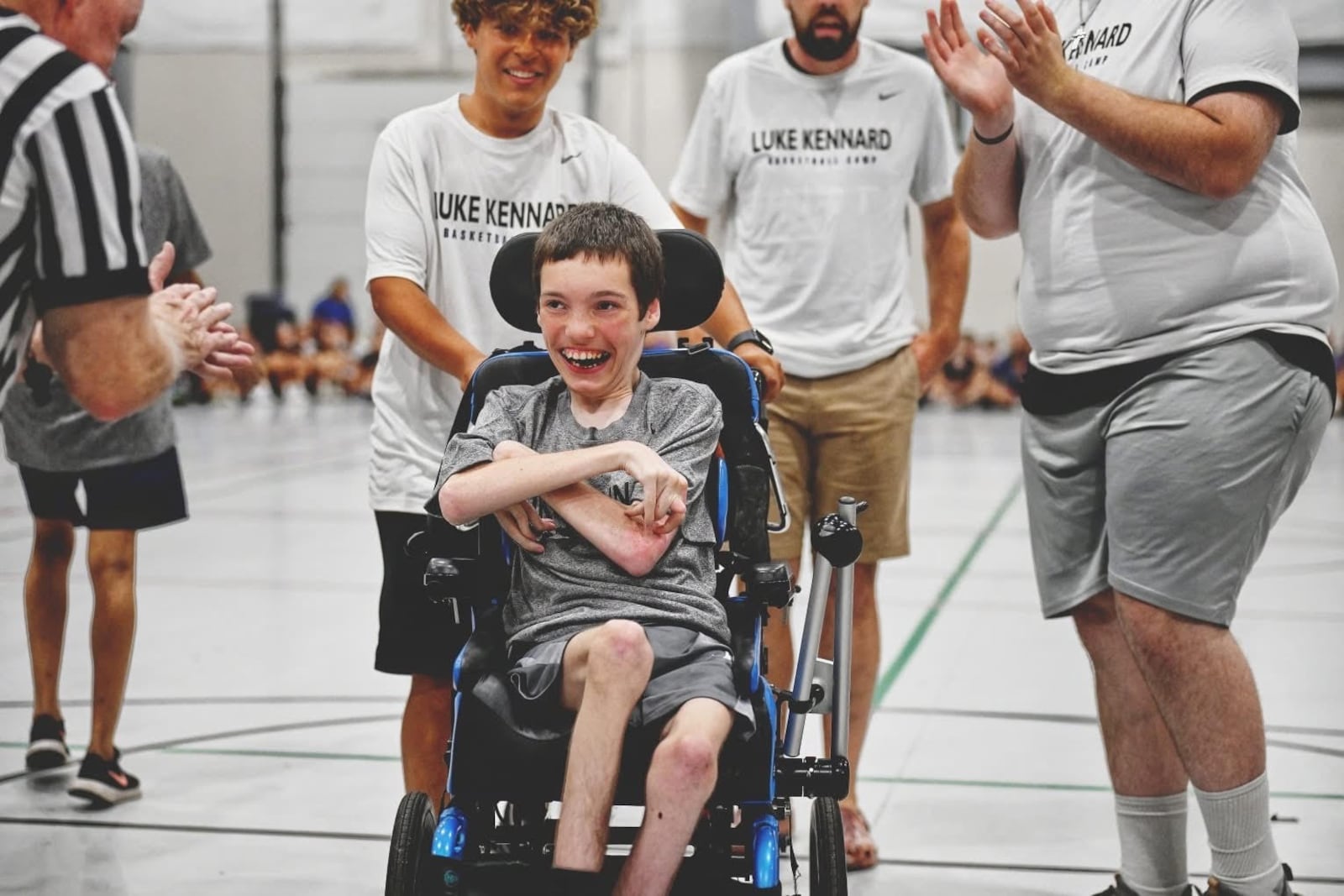 Cayden Disher was all smiles as he played in the "One Special Game" basketball game last weekend during the Luke Kennard Basketball Camp. SUBMITTED PHOTO
