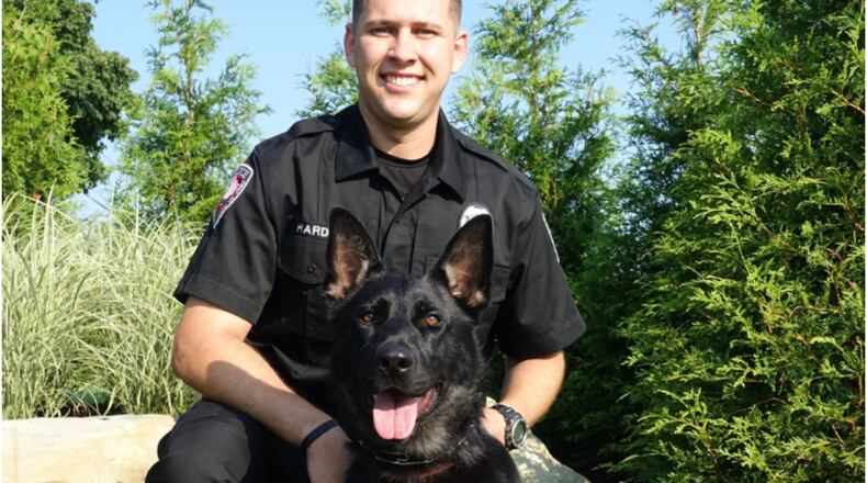 Oxford Police Officer Matt Hardin and Roscoe had their first official police shift together Aug. 8. CONTRIBUTED