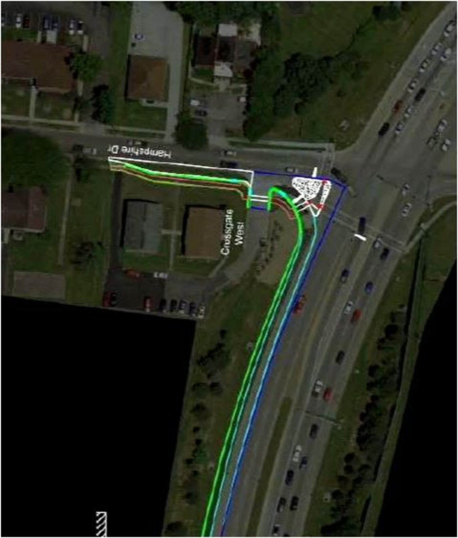 Hamilton officials hope in coming years to build an accelerator lane from Hampshire Drive to westbound 129 at the eastern edge of Hamilton, to reduce crashes. PROVIDED