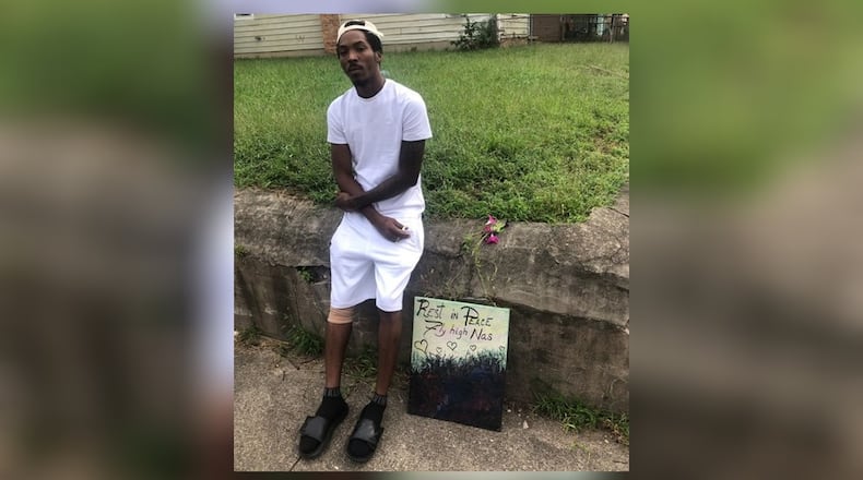 Deon Hunter, at the scene of a fatal shooting in Middletown, is the brother of the victim, Nas McVay. McVay was killed Sept. 13, 2022, in Middletown. RICK McCRABB/STAFF