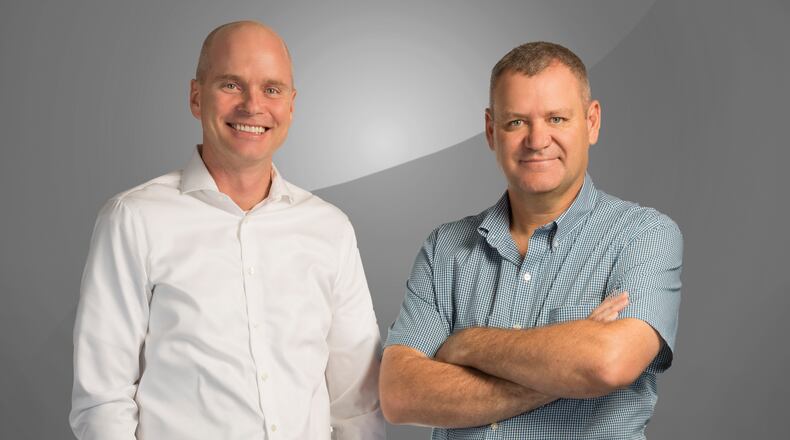 John Kronenberger and John Groom, co-CEOs of VEGA, which is relocating to Mason. The company will constructing a new $50 million headquarters on a 230,000-square-foot campus, bring 217 employees to the city and create an additional 50 new jobs over five years.