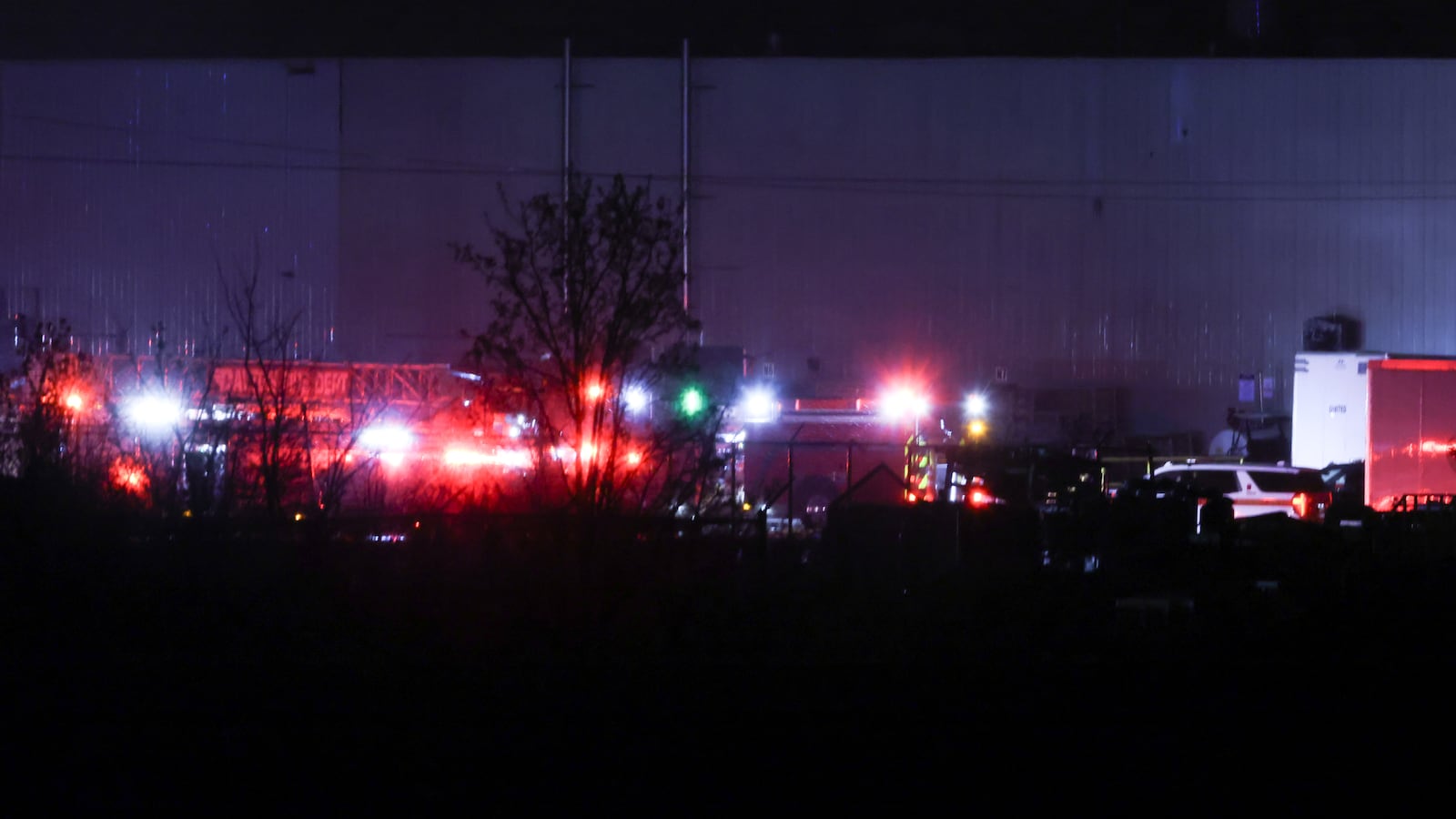 Area firefighters worked to pour water on flames at the Fuyao Glass America plant fire Sunday, March 22, 2026 in Moraine. Bryant Billing / Staff