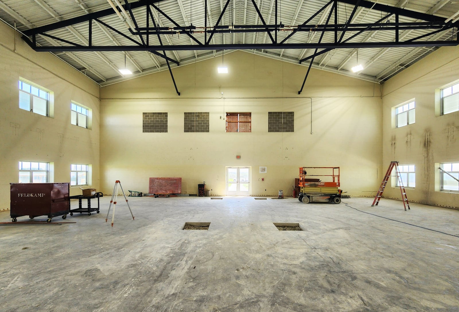 Monore school district is converting the auxiliary gym at Monroe Middle School to eight classrooms. NICK GRAHAM/STAFF