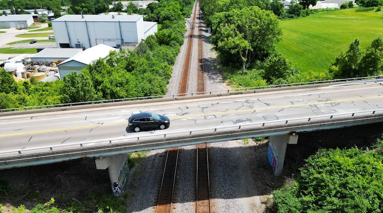 Bilstein Boulevard in Hamilton and Holden Bouleard in Fairfield will be partially closed to through traffic for deck work on the Bilstein Bridge that crosses the CSX railroad. NICK GRAHAM/STAFF