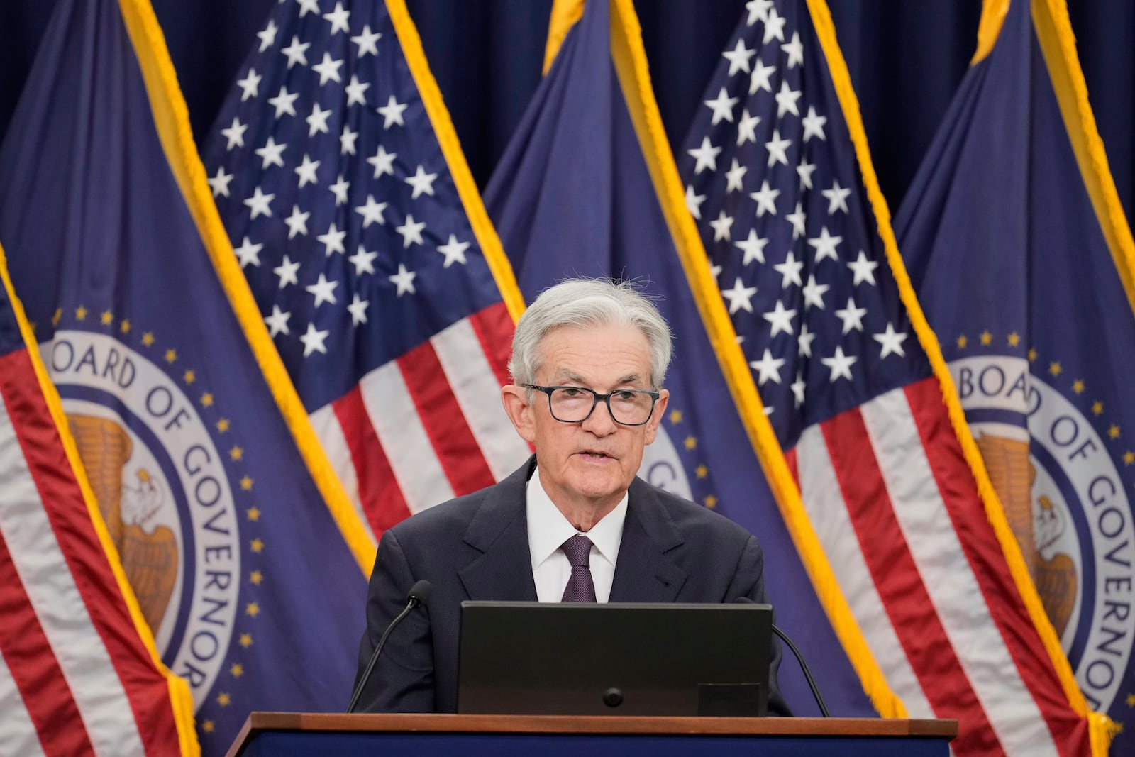 Federal Reserve Board Chairman Jerome Powell speaks during a news conference at the Federal Reserve in Washington, Wednesday, June 18, 2025. (AP Photo/Mark Schiefelbein)