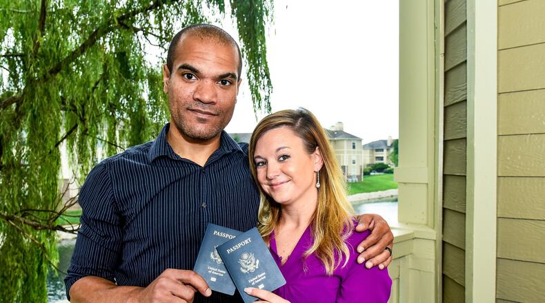 Newlyweds Justin and Samantha Kornhaus planned a week-long honeymoon to Mexico this month. An issue with Samantha’s passport, however, left them sitting at home for their honeymoon instead of lounging on the beach. NICK GRAHAM/STAFF