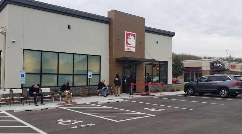 Shown here is the Strawberry Fields dispensary at 300 N. Main St. in Monroe. Monroe will extend its moratorium on new marijuana businesses in the city through Oct. 7, 2023. FILE