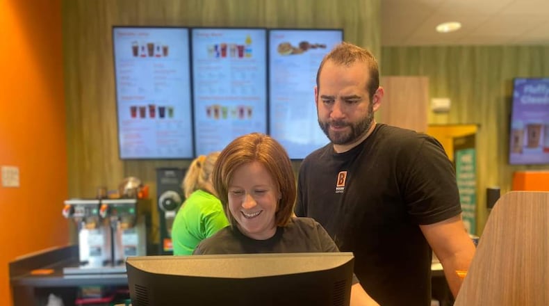 Kim and Eric Dozier opened Biggby Coffee West Chester in April 2022. CONTRIBUTED