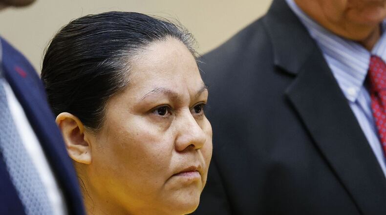 Sara Rodriguez-Remigio appeared for arraignment Tuesday, May 24 in Butler County Common Pleas Court in connection with the fatal stabbing at the Fraternal Order of Police lodge that occurred earlier this month. NICK GRAHAM/STAFF