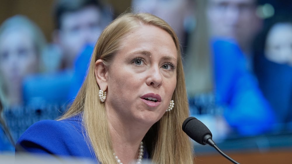 FILE - Andrea Lucas, nominee to be a member of the Equal Employment Opportunity Commission, testifies during a Senate Health, Education, Labor, and Pensions (HELP) Committee hearing, June 18, 2025, on Capitol Hill in Washington. (AP Photo/Mariam Zuhaib, File)