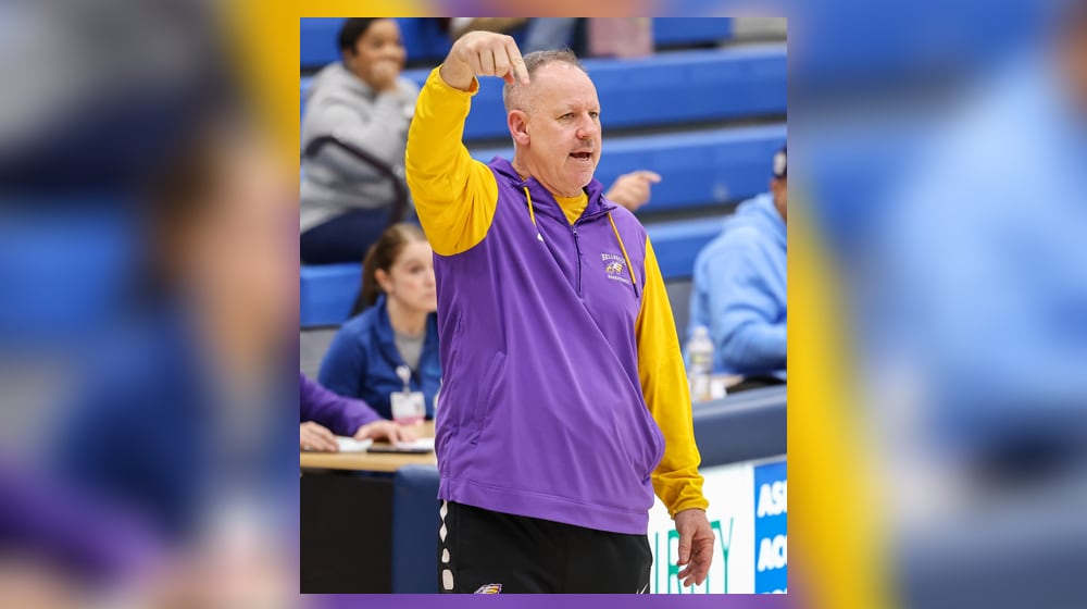 Bellbrook coach Jason Tincher motions to officials during a Division III second-round game against Fairborn on Friday, Feb. 20 at Springfield High School. BRYANT BILLING / STAFF