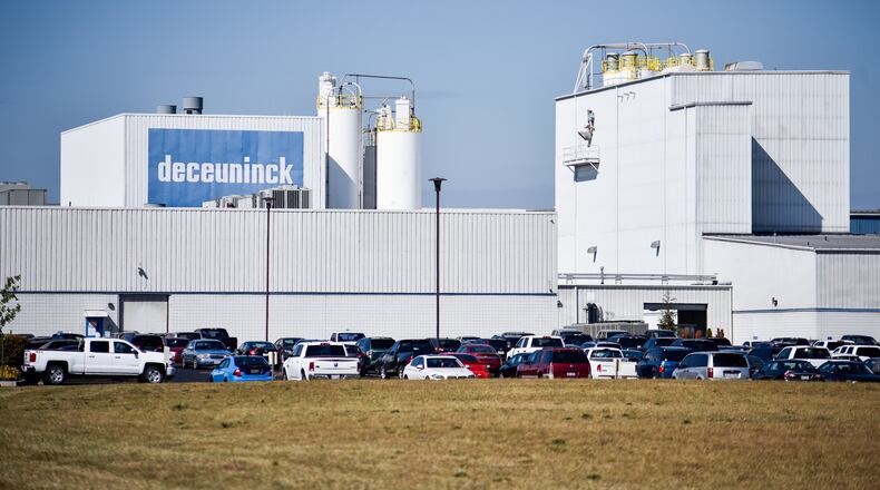 Deceuninck North America is celebrating 50 years in operation in the U.S. this year. This is their manufacturing facility on Garver Road in Monroe. The company designs, tests and manufactures pvc products used in window and door systems and other extruded pvc and fiberglass products. NICK GRAHAM/STAFF