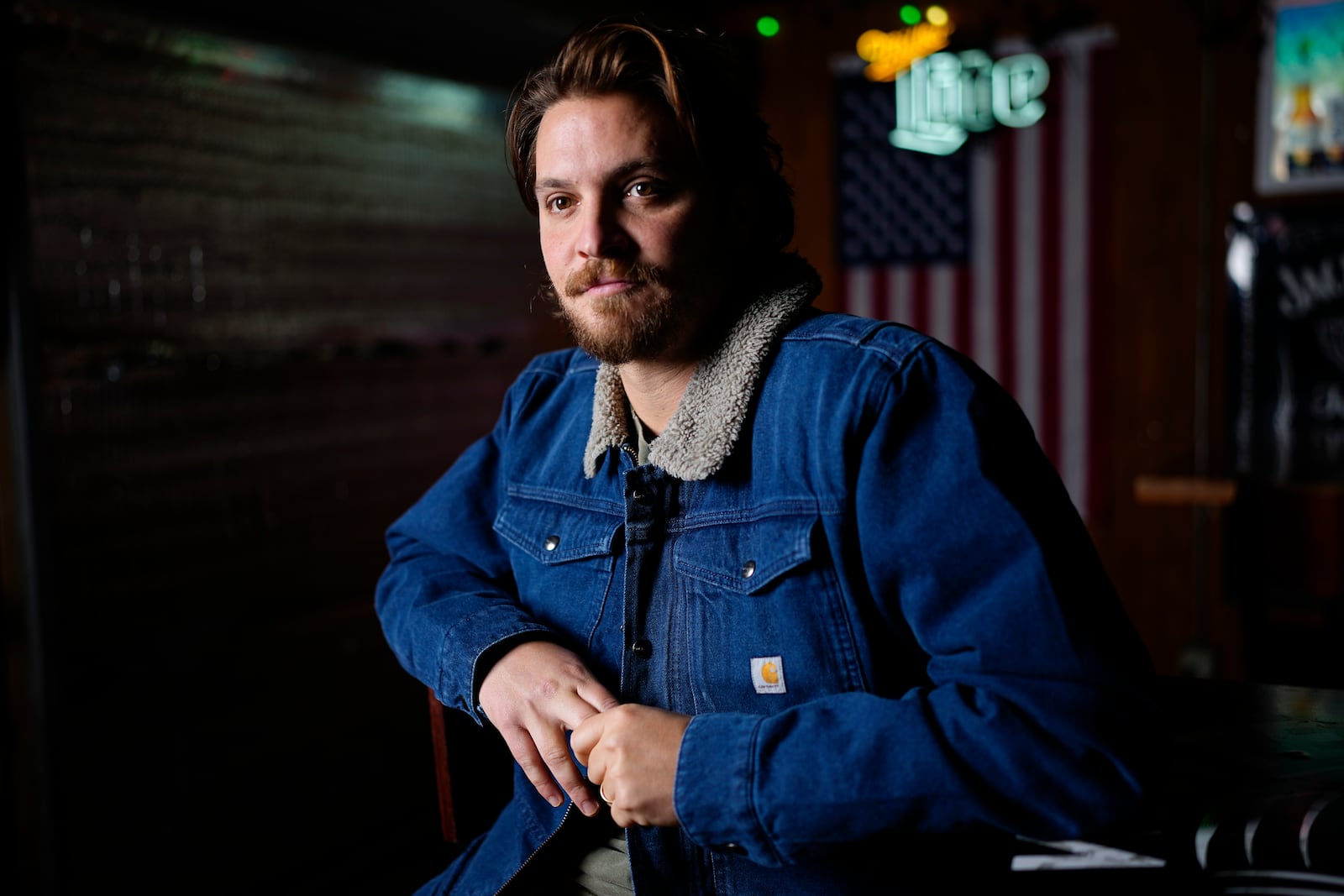 Actor-singer Luke Grimes poses for a portrait Tuesday, Feb. 20, 2024, in Nashville, Tenn. Grimes, best-known for his portrayal of the complex cowboy character Kayce Dutton on the hit show “Yellowstone,” is expected to release his second album in April. (AP Photo/George Walker IV)
