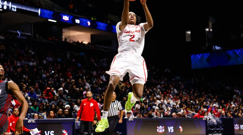 Lakota West's Joshua Tyson goes to the hoop during their basketball game Friday, Feb. 6, 2026 at Xavier University's Cintas Center. Lakota West defeated Princeton 58-53. NICK GRAHAM/STAFF